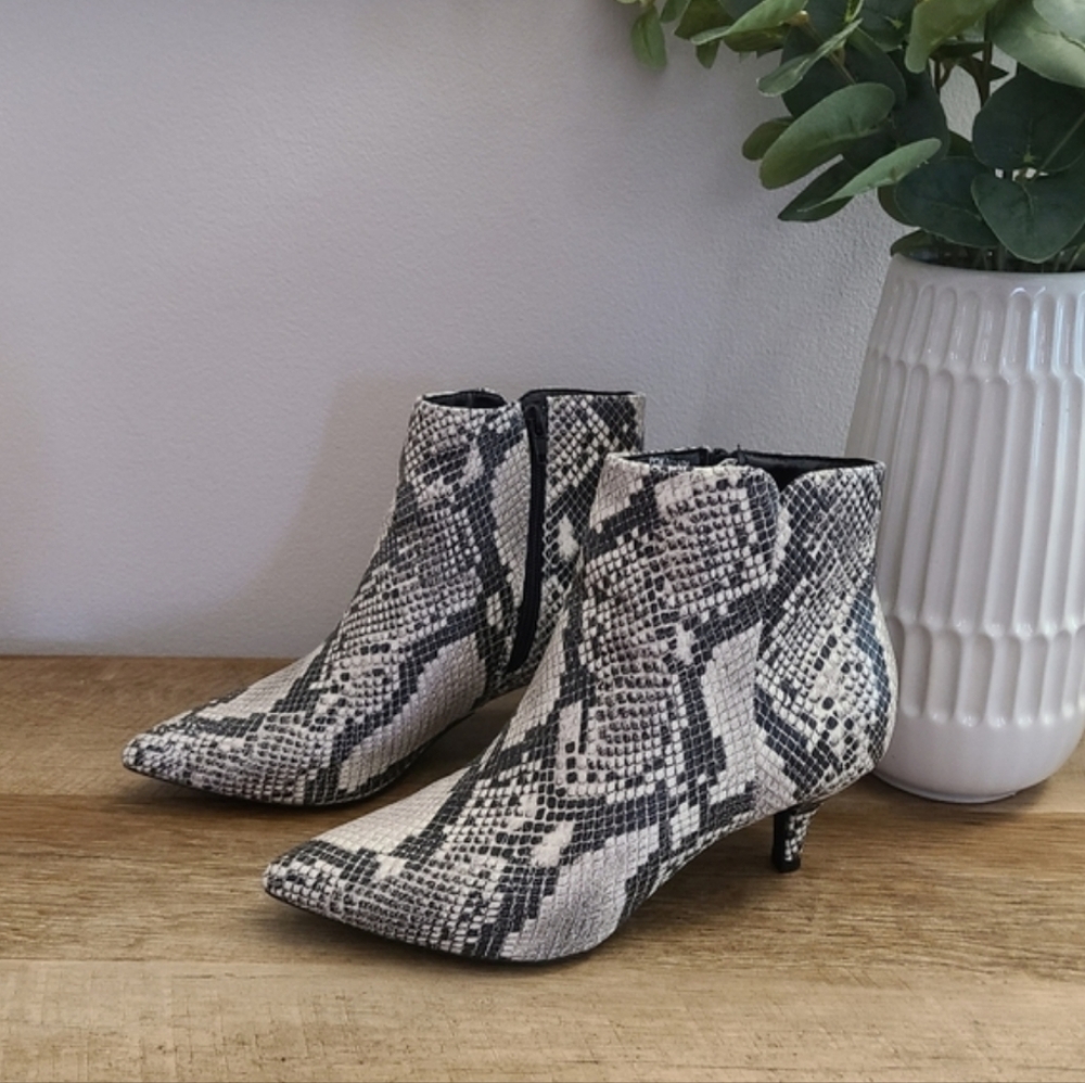 Journee Collection Snake Print Ankle Booties